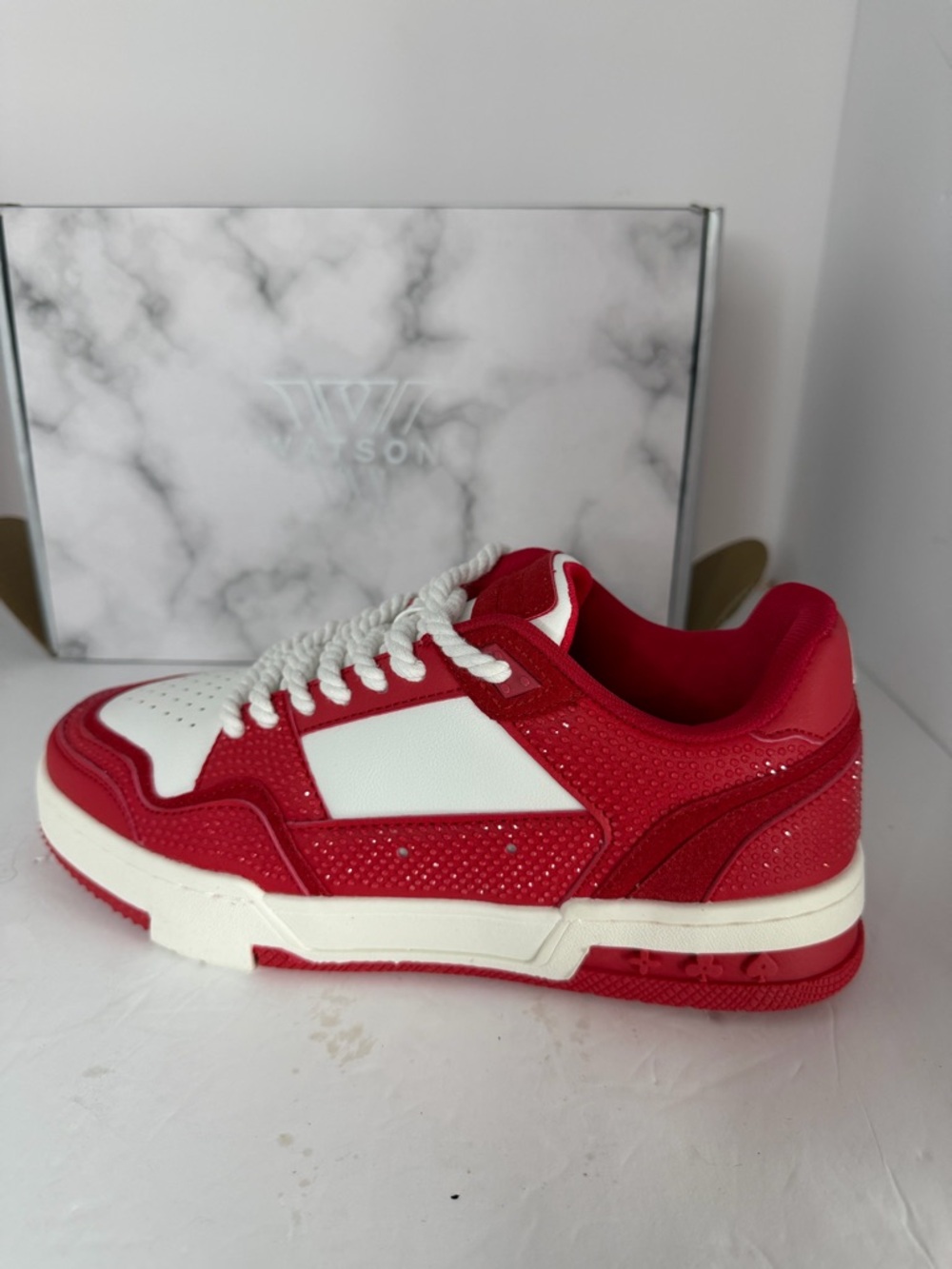 Watson x Watson Red White Sneakers Size 6.5 New Streetwear Low Top - Picture 5 of 11